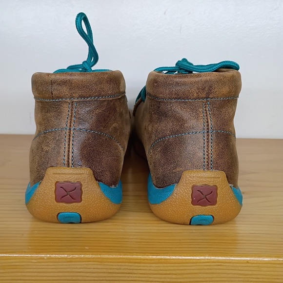Twisted X Boots Chukka Driving Moccasin Brown Turquoise Diamonds Women's 6.5 M - Picture 5 of 12